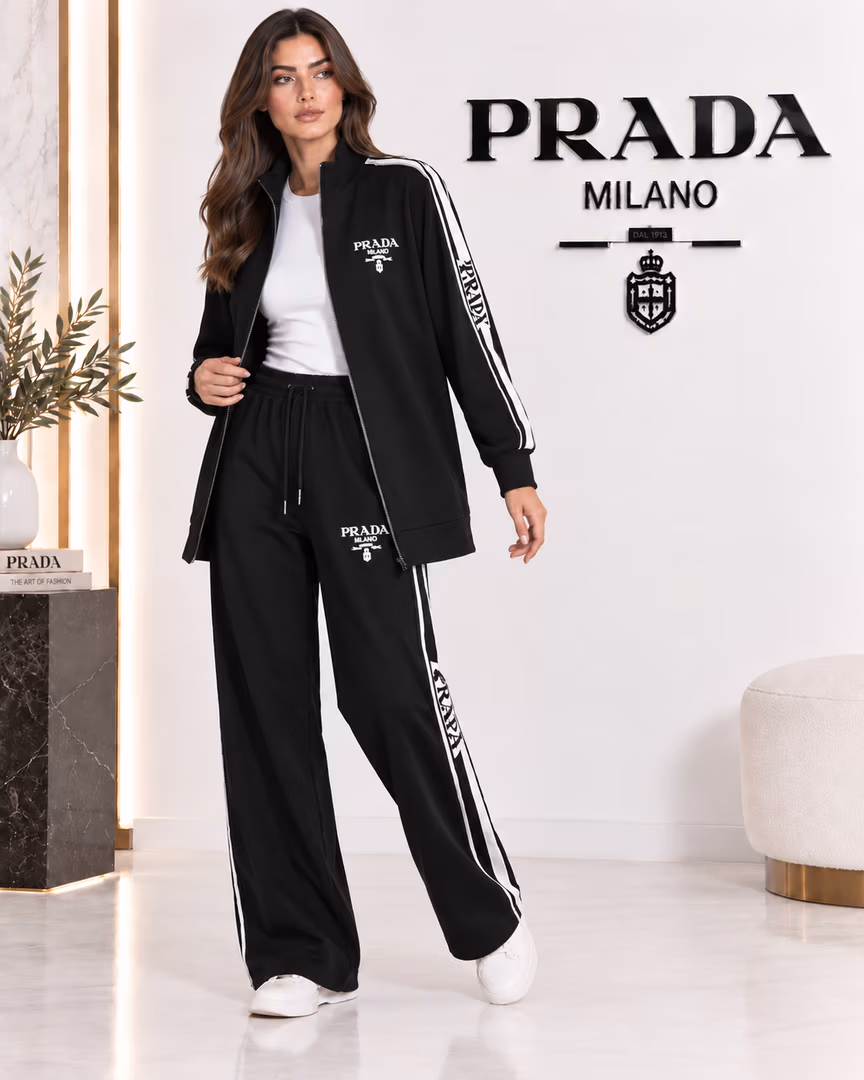 طقم ستاتي prada  - Color أسود